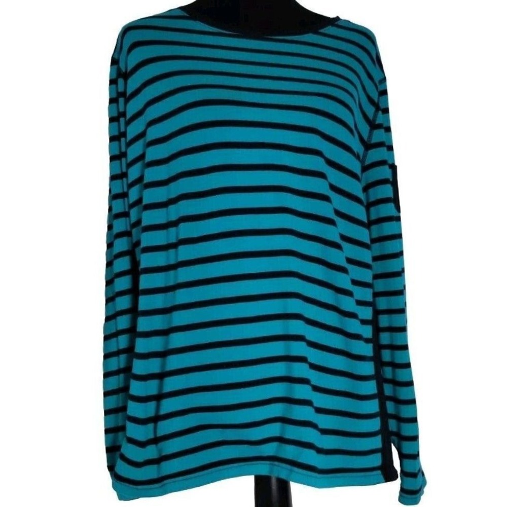 Chaps Sport Striped Long Sleeve T-Shirt‎ Crew Neck Casual Top 3X